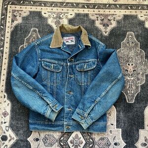 Vintage StormRider Lee Blanket lined Denim Jacket with Brown Collar